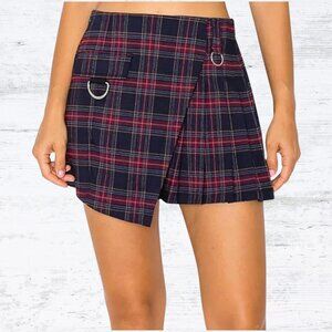 Cali1850 Preppy Plaid Mini Skort Navy Red Y2K Clueless Style with Built-in Short